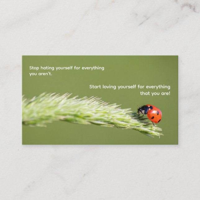 Positive motivational quote with little ladybug business card (Front)