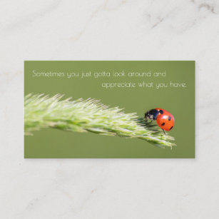 Positive motivational quote with little ladybug business card
