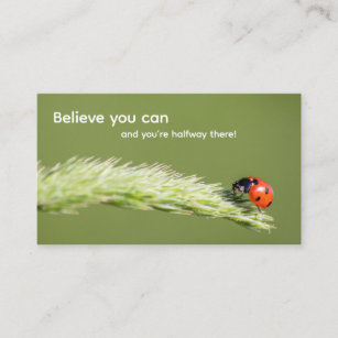 Positive motivational quote with little ladybug business card