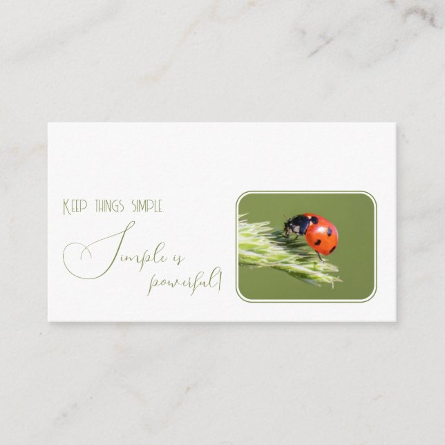 Positive motivational quote with little ladybug business card (Front)