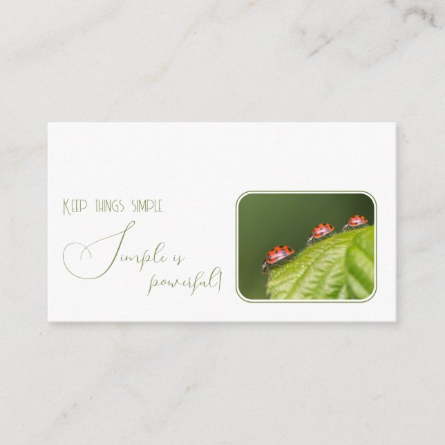 Positive motivational quote with little ladybugs business card (Front)