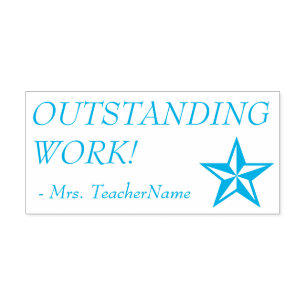 Positive "OUTSTANDING WORK!" Tutor Rubber Stamp