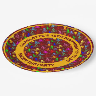 Positive Pattern Of Colourful Bicycle Riders Paper Plate