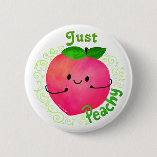 Positive Peach Pun - Peachy 6 Cm Round Badge
