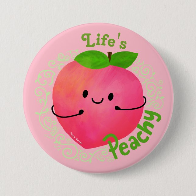 Positive Peach Pun - Peachy 7.5 Cm Round Badge (Front)
