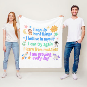 Positive Perseverance Message for Growing Minds Fleece Blanket