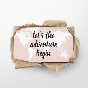 Positive Pink Let's The Adventure Begin World Map  Business Card