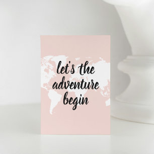 Positive Pink Let's The Adventure Begin World Map Holiday Card