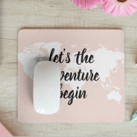 Positive Pink Let's The Adventure Begin World Map 