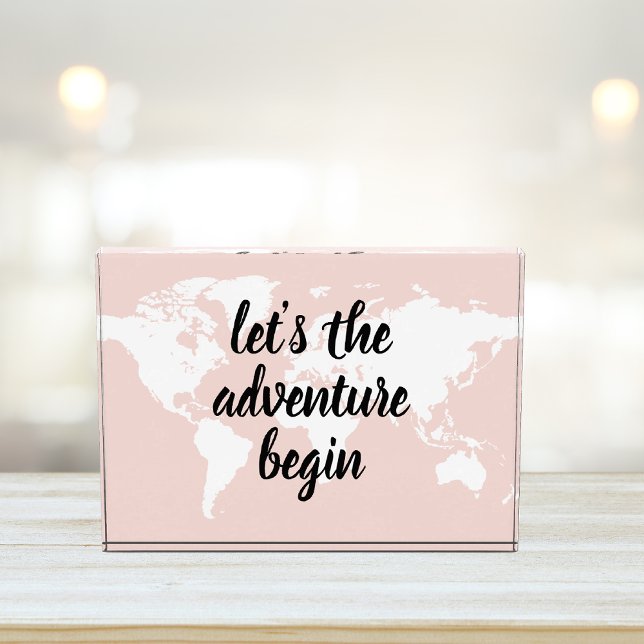 Positive Pink Let's The Adventure Begin World Map  Photo Block (Creator Uploaded)