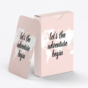 Positive Pink Let's The Adventure Begin World Map  Playing Cards