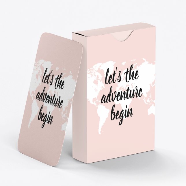 Positive Pink Let's The Adventure Begin World Map  Playing Cards (Creator Uploaded)