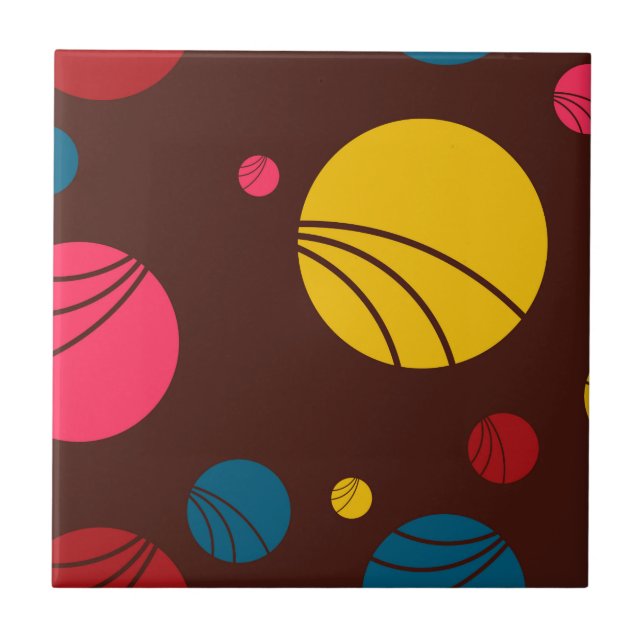 Positive, playful, happy, modern, cool circles art ceramic tile (Front)