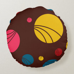 Positive, playful, happy, modern, cool circles art round cushion