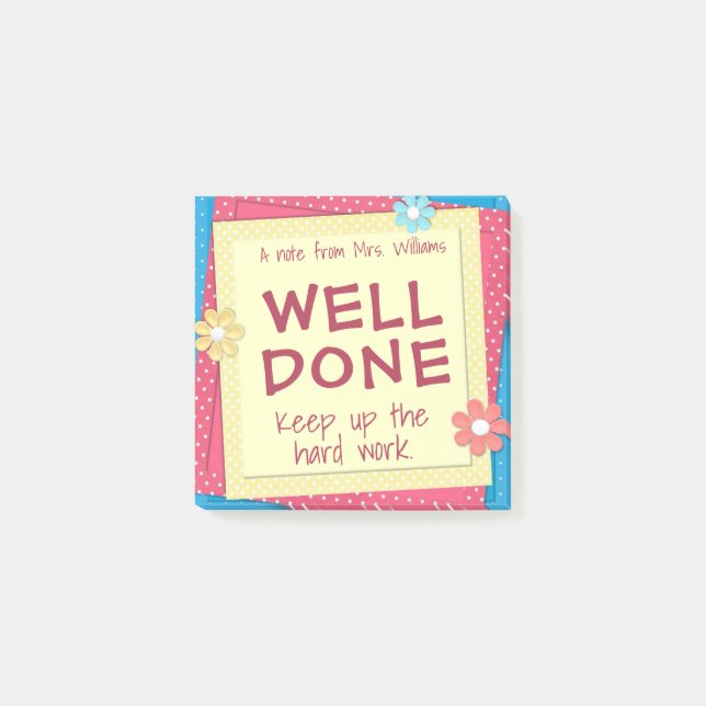 Positive Post It Notes For Students | Well Done (Front)