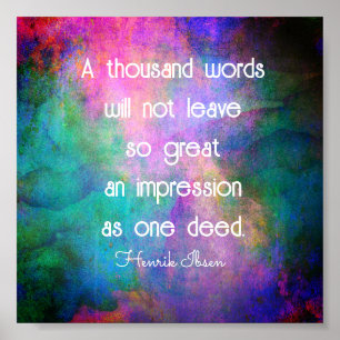 positive quote a thousand words turquoise & purple poster