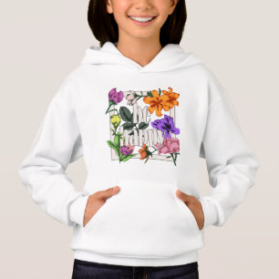 Positive quote Be Happy and garden flowers