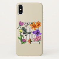 Positive quote Be Happy and garden flowers