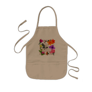 Positive quote Be Happy and garden flowers Kids Apron