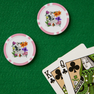 Positive quote Be Happy and garden flowers Poker Chips