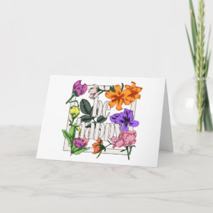 Positive quote Be Happy and garden flowers Thank You Card