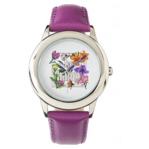 Positive quote Be Happy and garden flowers Watch