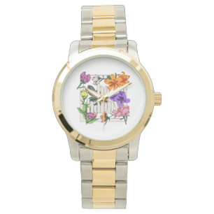 Positive quote Be Happy and garden flowers Watch