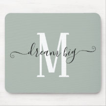 Positive Quote Dream Big Initial Monogram Sage