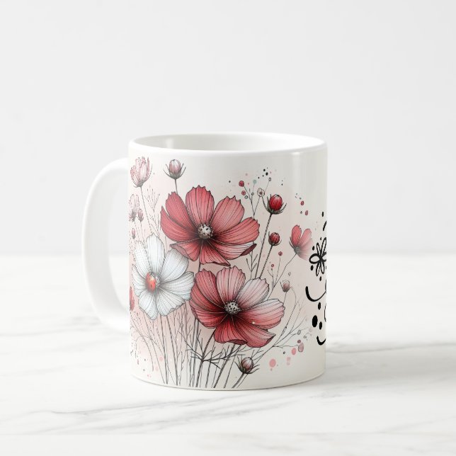 Positive Quotes Floral Mug (Front Left)