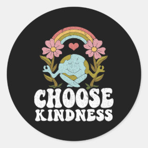 Positive Rainbow Peace Hippie Choose Kindness Eart Classic Round Sticker