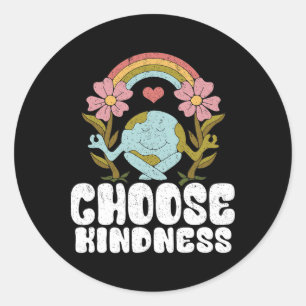 Positive Rainbow Peace Hippie Choose Kindness Eart Classic Round Sticker