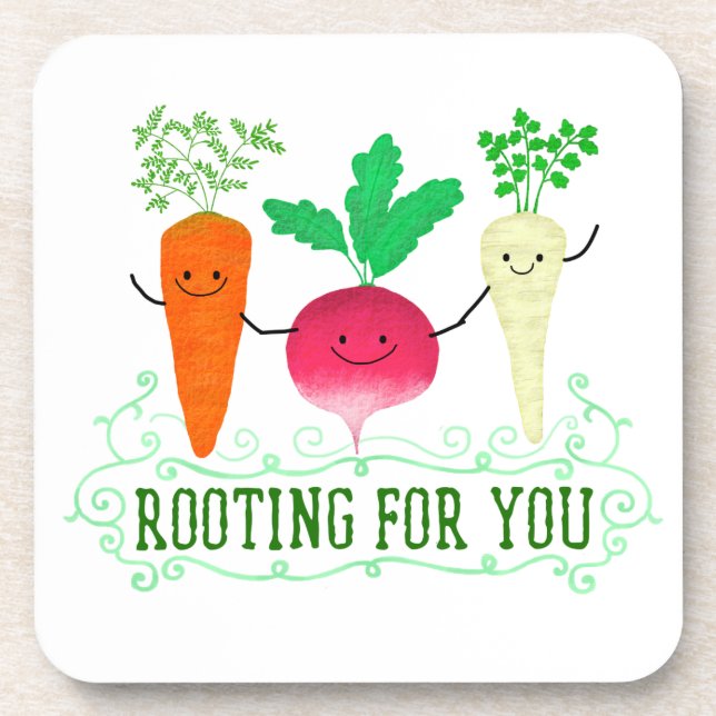 Positive Root Pun - Rooting for you Coaster (Front)