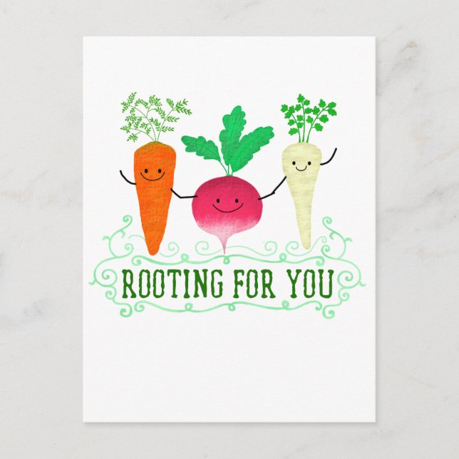Positive Root Pun - Rooting for you Postcard (Front)