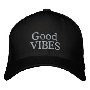 Positive Saying Good Vibes Black Embroidered Hat