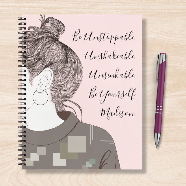 Positive Sayings Inspire Girly Modern Personalised Notebook (Creator Uploaded)