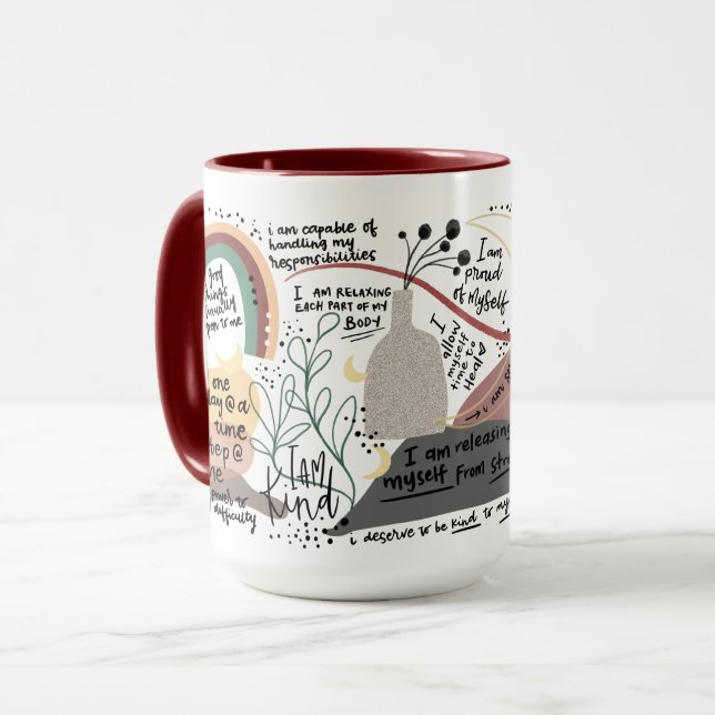 Positive Self Love Affirmations Graphics Mug (Front Left)