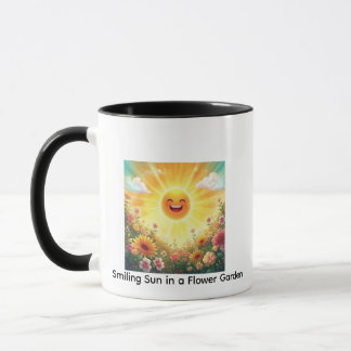 Positive Sunshine Art – Bright Happy Sun and Flowe Mug