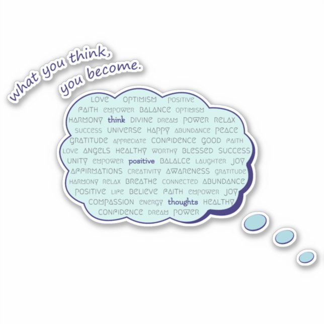 Positive thinking energy inspirational blue bubble (Front)