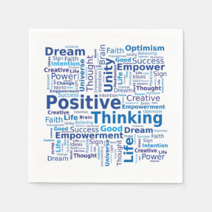 Positive Thinking Word Cloud - Blue Colors Napkin