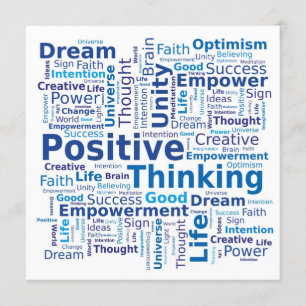 Positive Thinking Word Cloud - Blue Invitation