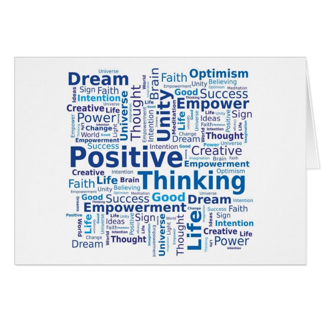 Positive Thinking Word Cloud in Blue Colours (Front Horizontal)