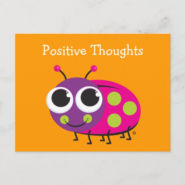 Positive Thoughts Cute Ladybug Card (Front)