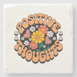 Positive Thoughts – Inspirational Floral (2) Stone Coaster