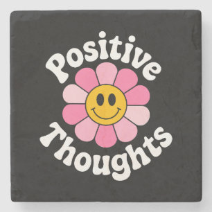 Positive Thoughts – Inspirational Floral Stone Coaster