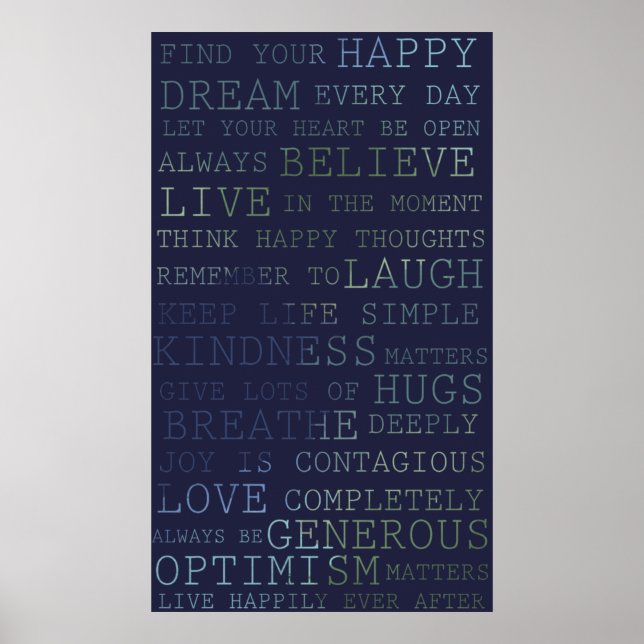 Positive Thoughts Inspirational Words Poster (Front)