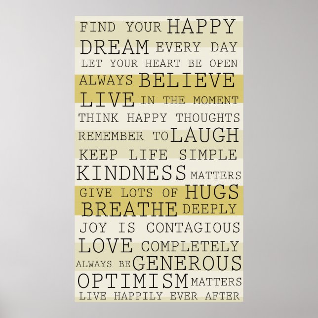 Positive Thoughts Inspirational Words Poster (Front)