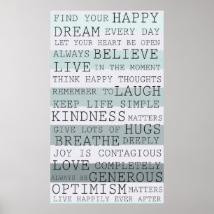 Positive Thoughts Inspirational Words Poster
