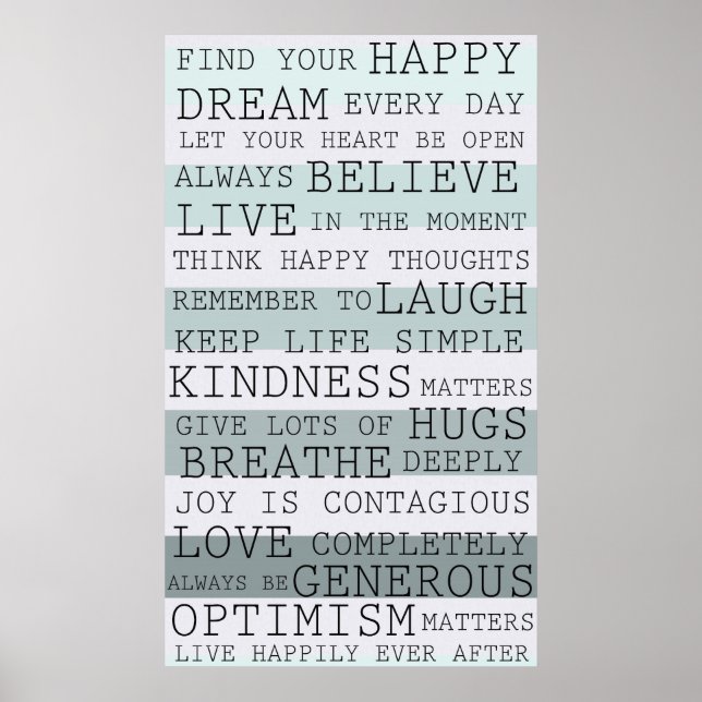 Positive Thoughts Inspirational Words Poster (Front)