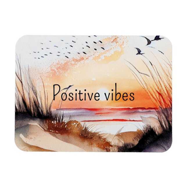 Positive Vibes Beach Sunset with Birds           Magnet (Horizontal)