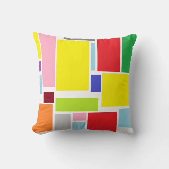 Positive Vibes Colourful Blocks Throw Pillow (Front)